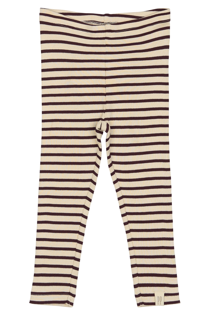 Petit Piao Legging Modal Striped - Dark Grape/Off White 