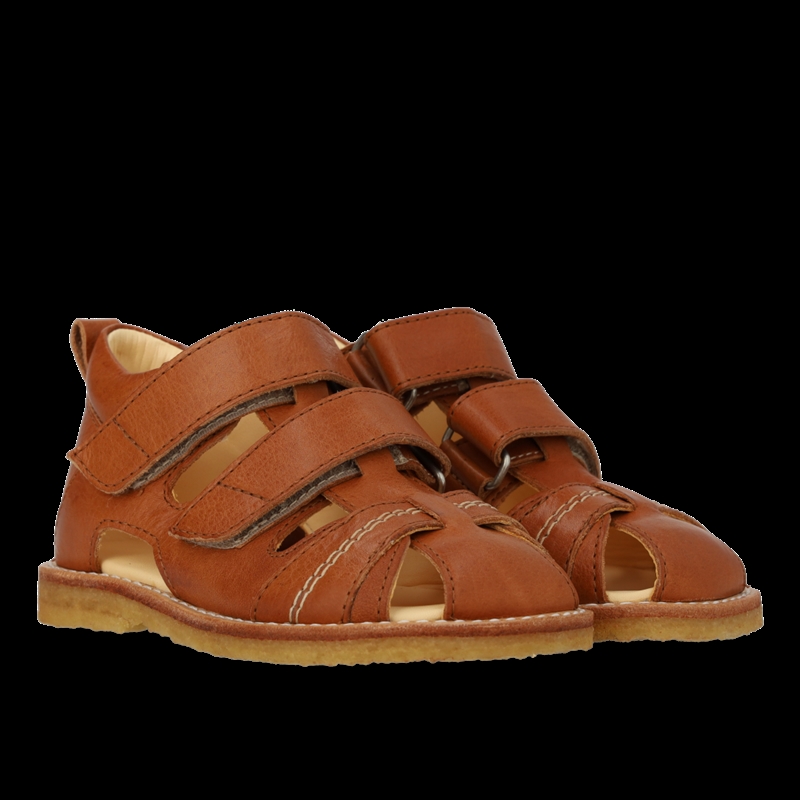 Angulus Begynder Sandal "Bred Fod/Høj Vrist"- Cognac 