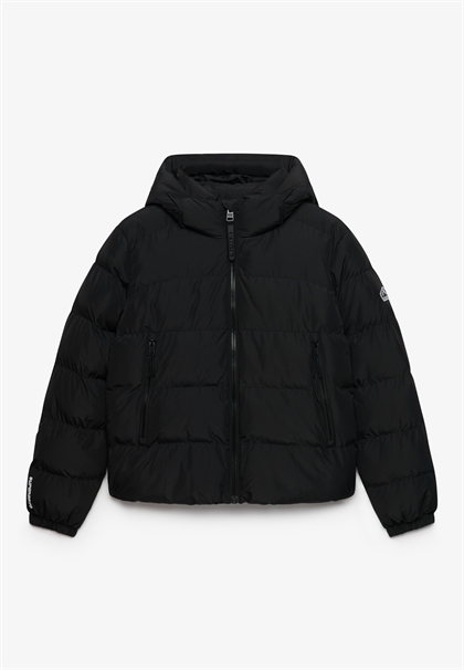 Superdry Hooded Sports Puffer Jacket - Black