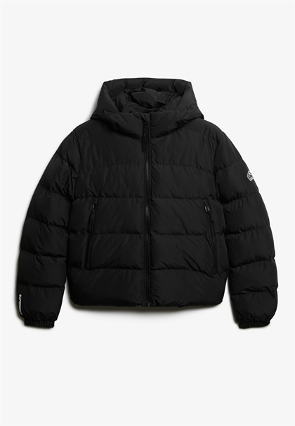 Superdry Hooded Sports Puffer Jacket - Black