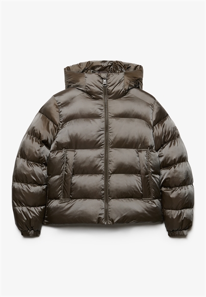 Superdry Hooded Shine Puffer Jacket - Deep Khaki Green