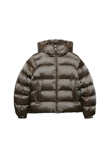 Superdry Hooded Shine Puffer Jacket - Deep Khaki Green
