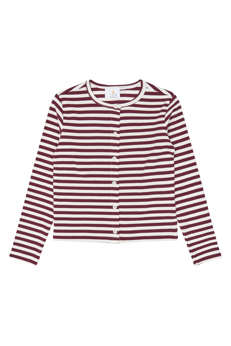 The New Cardigan Moore Rib - Gardenia Striped