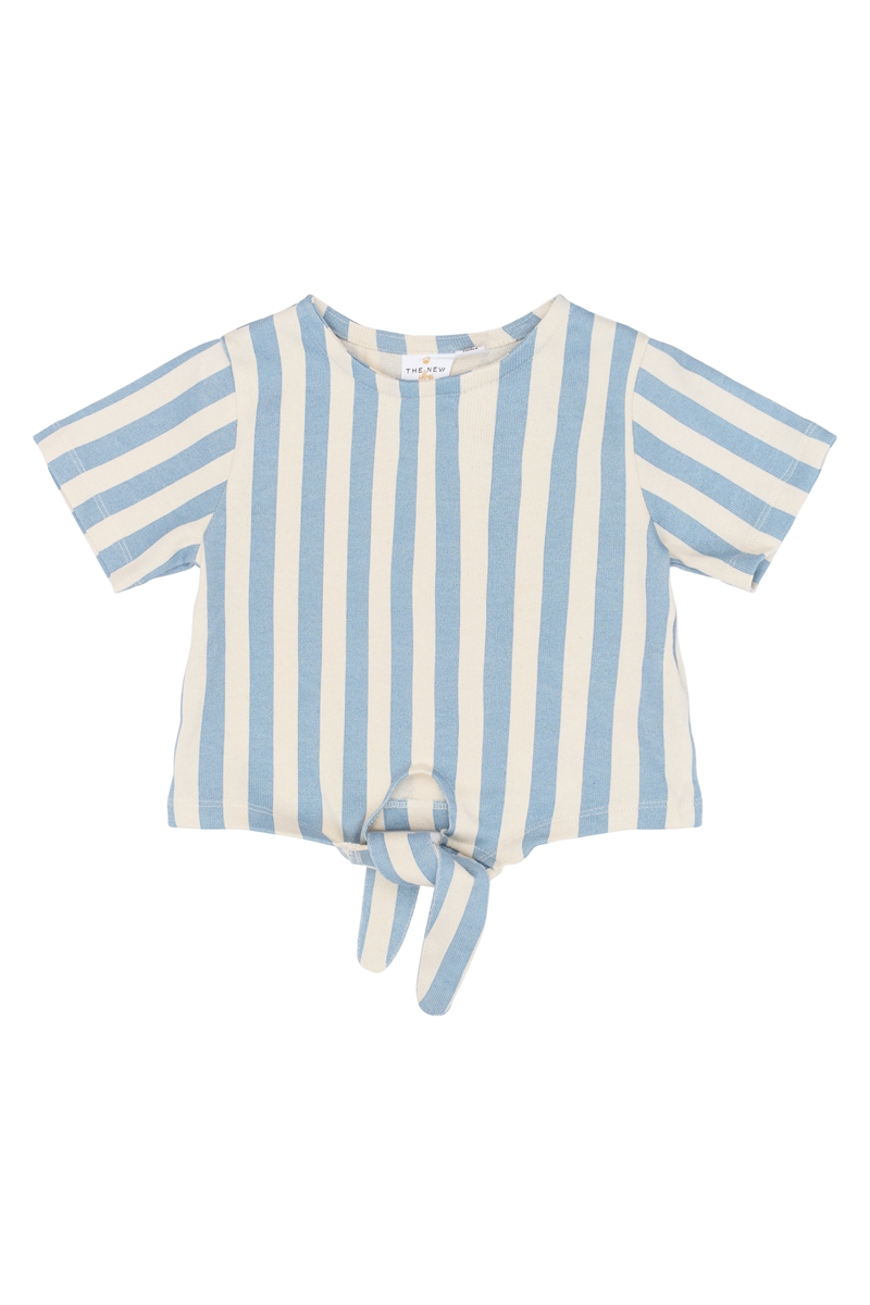 The New Siblings stribet t-shirt med bindebånd – kortærmet top til piger