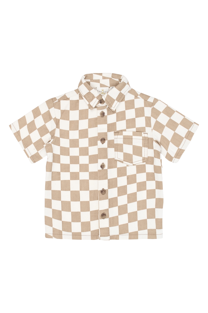 The New Siblings twill skjorte i beige tern til baby