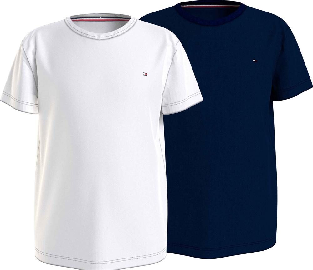 klassisk tapet aflange Køb Tommy Hilfiger T-shirt - 2-pak - navy/hvid