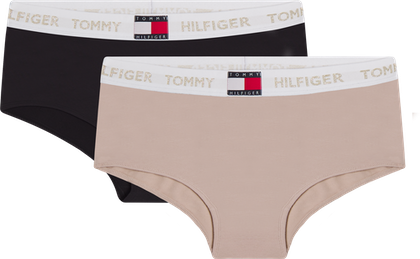 Tommy Hilfiger 2-pak shorty hipsters - underbukser til pige i beige og navy ☆ øko