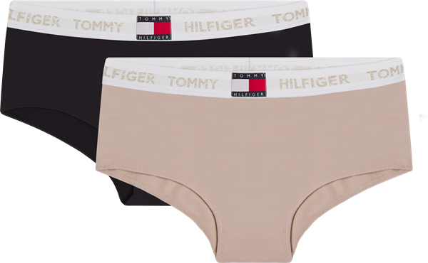 Tommy Hilfiger 2-pak shorty hipsters - underbukser til pige i beige og navy ☆ øko