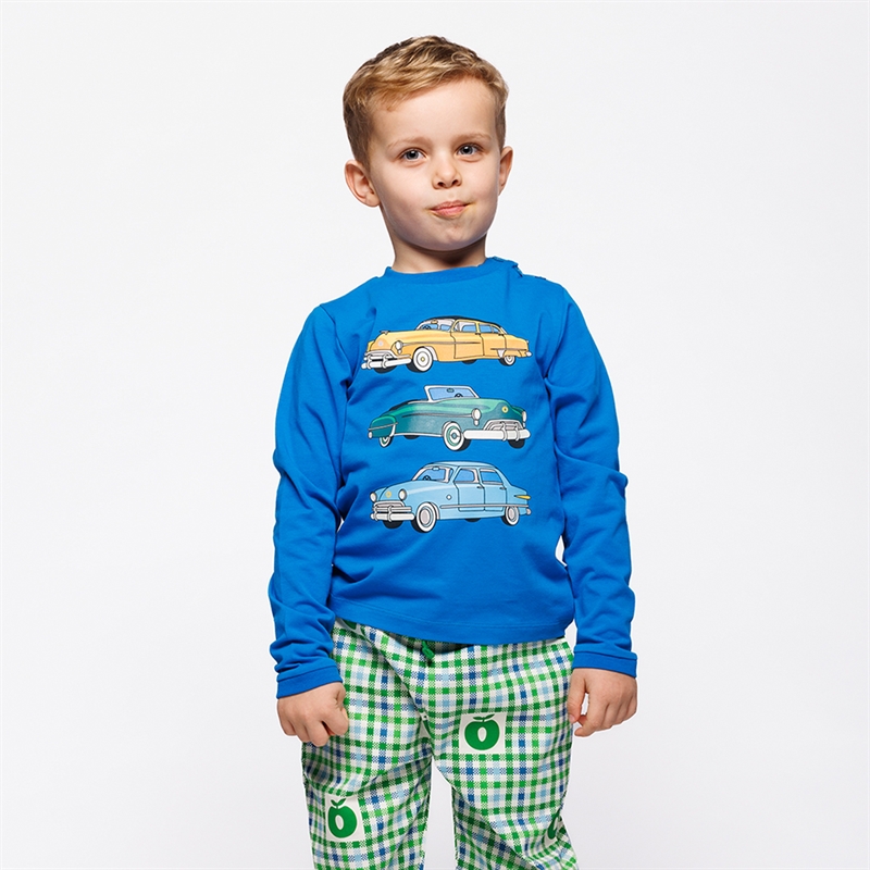 SMÅFOLK Bluse Biler - Brilliant Blue