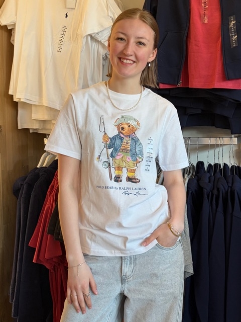 Ralph Lauren T-shirt med surferbjørn – Hvid tee til børn & teens