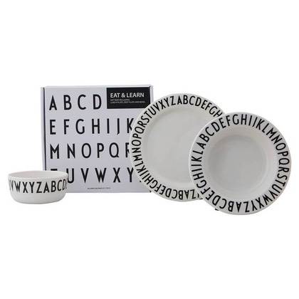 Design Letters sæt med tallerken, dyb tallerken og skål med bogstaver
