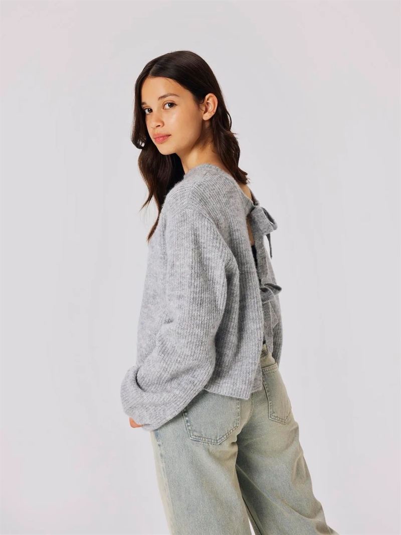 LMTD Strik Cardigan Bowback - Light Grey Melange